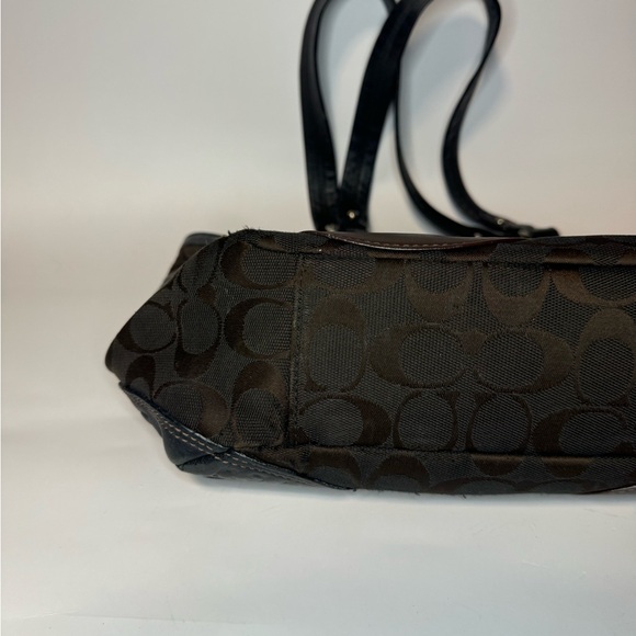 COACH Circle Patchwork East West Tote Black Brown F15466 Shoulder Handbag Purse - Picture 5 of 9